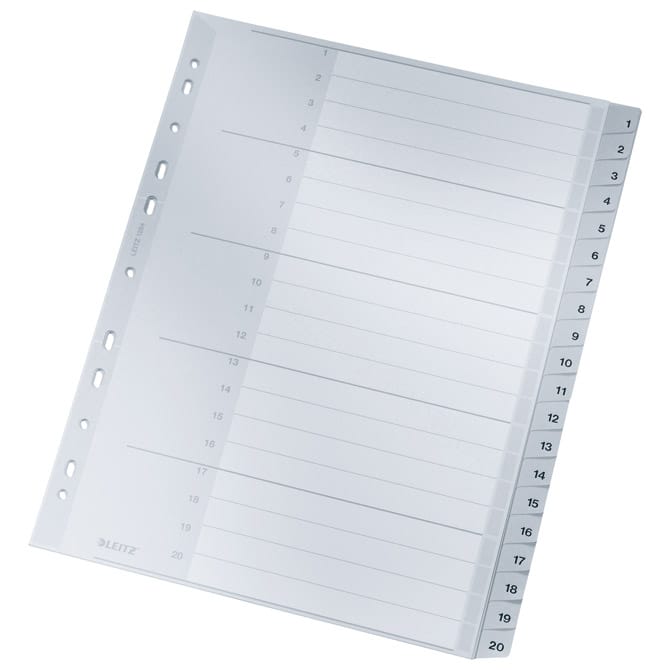 Pregrada plastična A4 brojevi 1-20 Leitz 12840000 siva