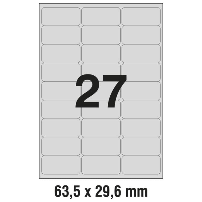 Etikete Laser  63,5x29,6 mm polyester pk20L Zweckform L6011-20 srebrne