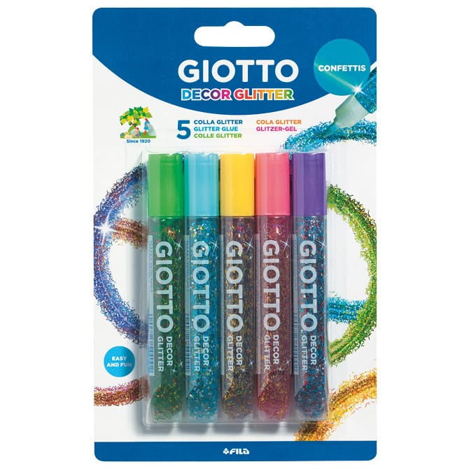 Ljepilo glitter 10,5 mlx5boja Giotto Confettis Fila 5454 blister