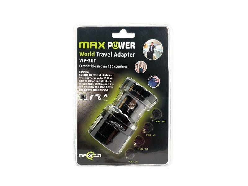 Max Mobile travel adapter WP-3UT crni univerzalni putni adapter