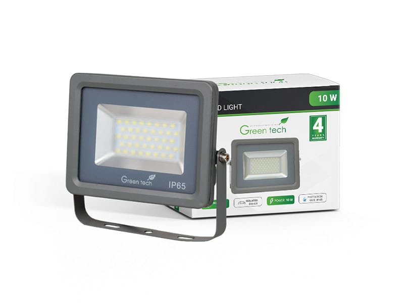 LED reflektor Green Tech 10W, 3000K IP65, aluminij