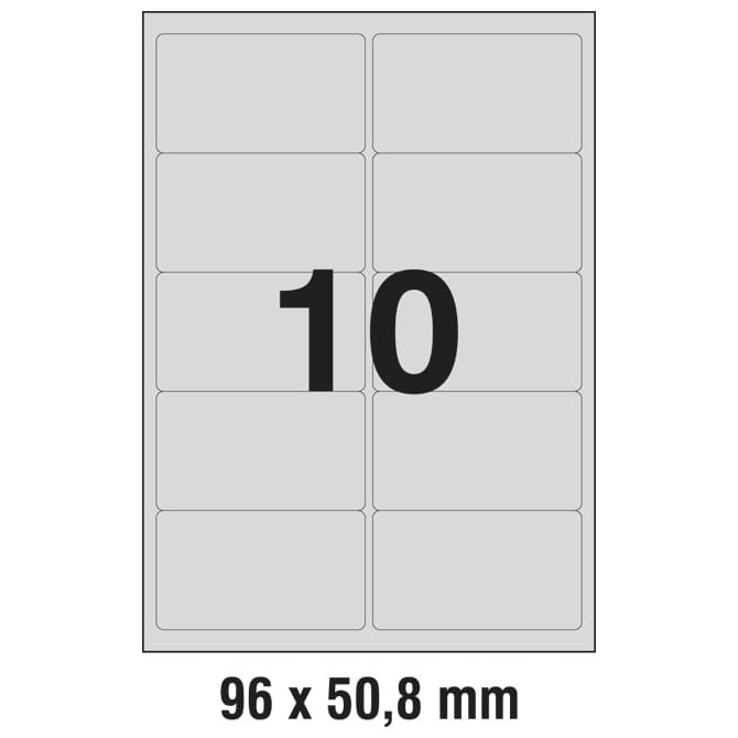 Etikete Laser  96x50,8 mm polyester pk20L Zweckform L6012-20 srebrne