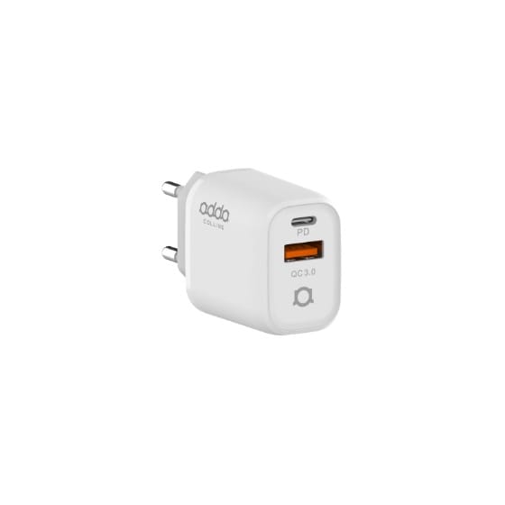 Adda Collins CH-002-WH zidni punjač Fusion Fast Charger 2u1, QC3.0 USB-A + PD 20W Type-C, bijeli