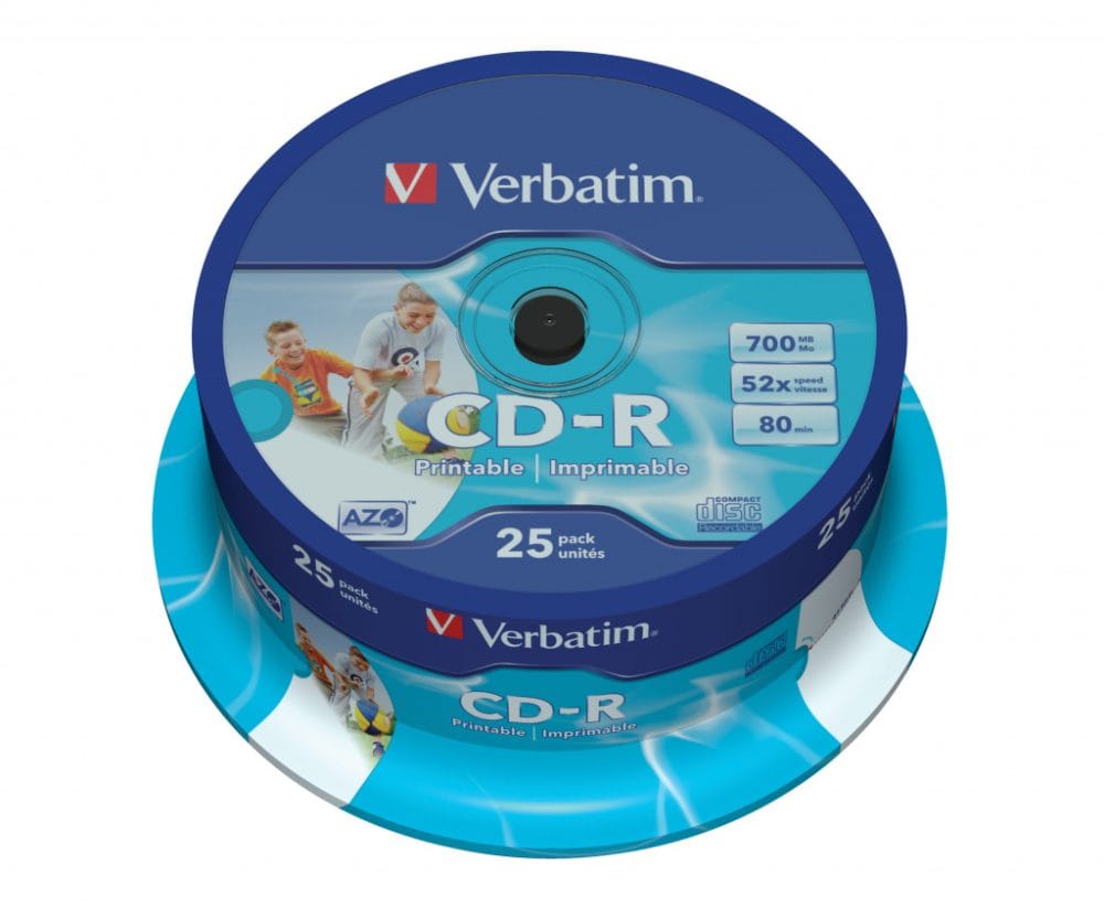 CD-R 700/80 52x spindl AZO printable pk25 Verbatim 43439