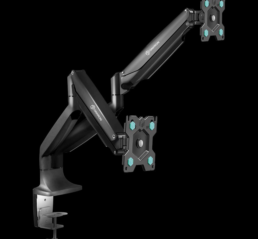 ONKRON Dual Monitor Desk Mount Stand for 13 to 32-Inch LCD LED Monitors up to 9 kg, Black