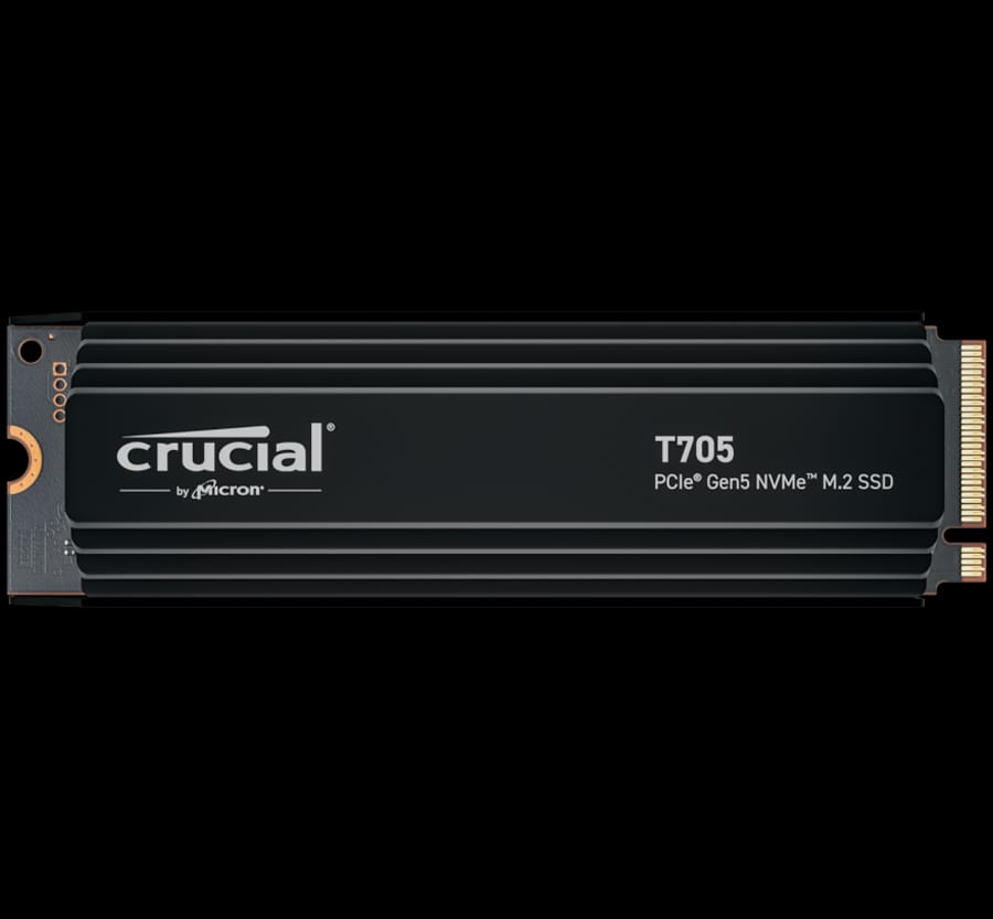 Crucial T705 2TB PCIe Gen5 NVMe M.2 SSD with heatsink