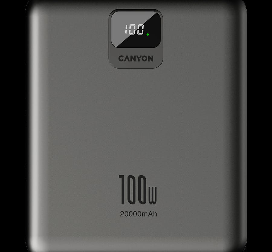 Alternative view of CANYON power bank PB-2008 LED FLAT 20000 mAh PD100W QC3.0 Tamno sivi