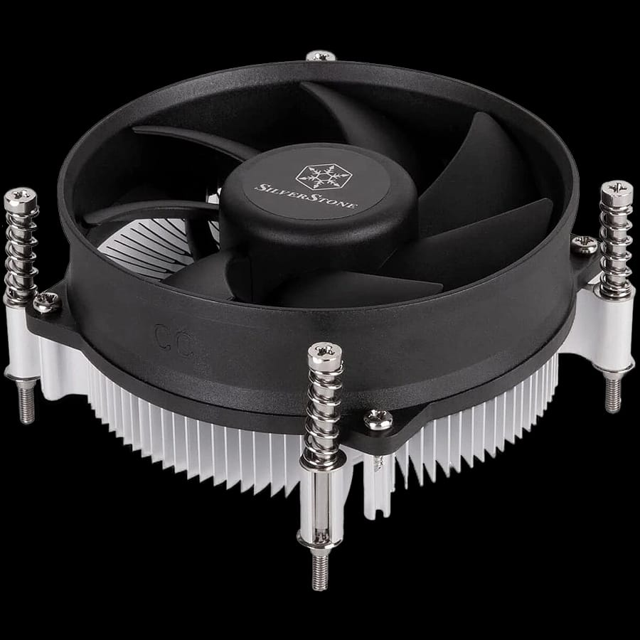 SilverStone CPU Cooler NT09-1700, Low-profile CPU heatsink for Intel LGA1700, Supports Intel LGA 1700 processors, low profile systems, 45mm height, Low noise quiet 92mm fan, Aluminium fins, Black