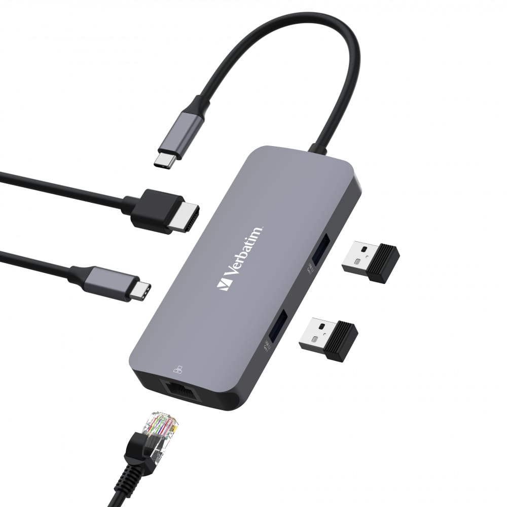 Verbatim CMH-05 Pro Multiport 5-portni USB-C HUB: 1xHDMI, 1xRJ45, 2xUSB-A, 1xUSB-C PD - Slika 3