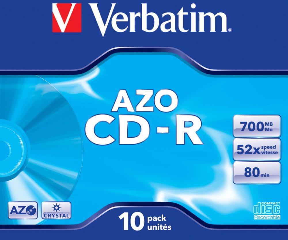 Alternative view of CD-R 700/80 52x JC AZO Crystal Verbatim 43327