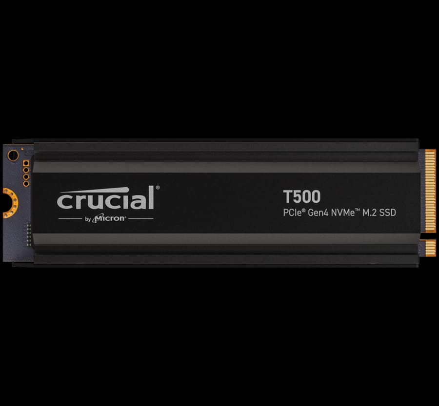 Crucial T500 2TB PCIe Gen4 NVMe M.2 SSD with heatsink