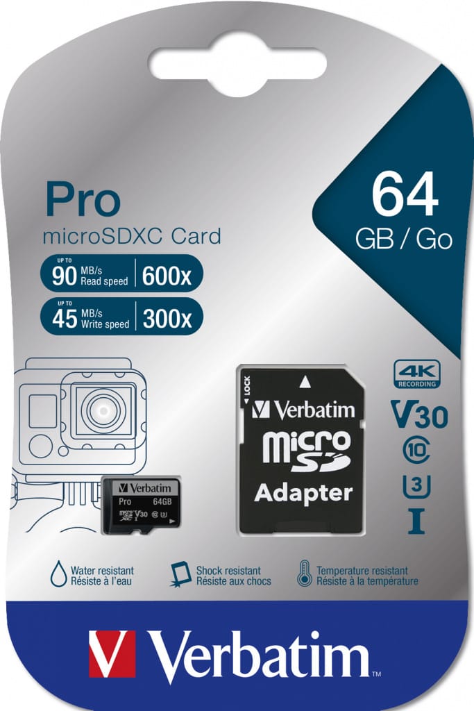 Verbatim memorijska kartica PRO Micro SDXC 64GB, U3, A2, V30, Class 10 Card + adapter - Slika 3