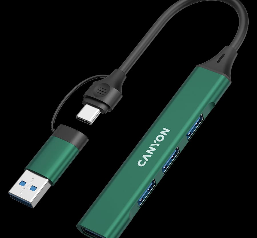 Alternative view of CANYON hub DS-02 4in1 USB-A/C Green