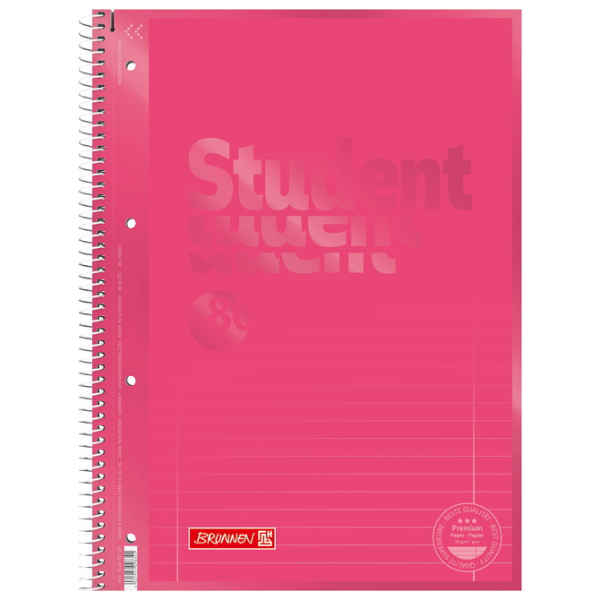 Blok kolegij A4 crte  80L perforacija+4rupe Color Code Brunnen 10-69927 125 roza