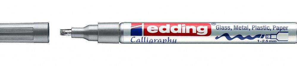 Marker permanentni kaligrafski 1-2,5 mm Edding 753 srebrni