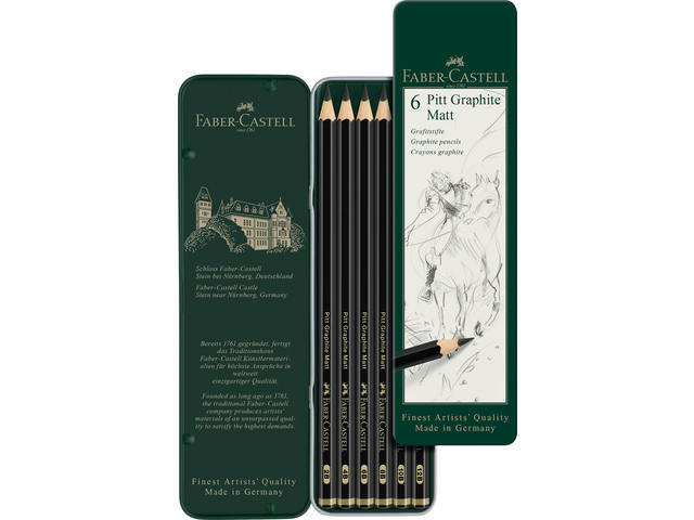 Olovka grafitna pk6 u metalnoj kutiji Pitt graphite matt Faber-Castell 115207 - Slika 3