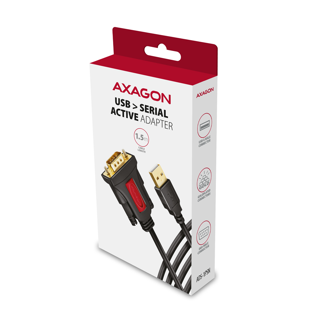 CC USB AM 2.0->DB9,Prolific, 1.5m, ADS-1PSN, Axagone - Slika 7