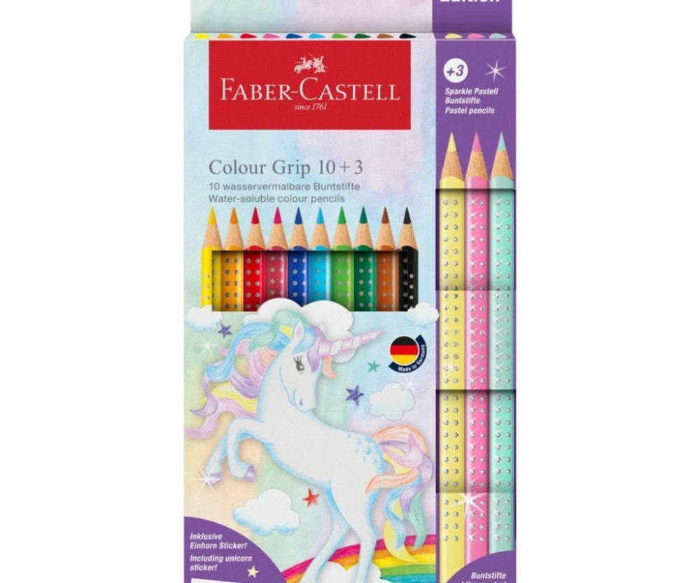 Boje drvene  10boja Grip 2001+3boje drvene Sparkle pastel Unicorn Faber Castell 201542 blister