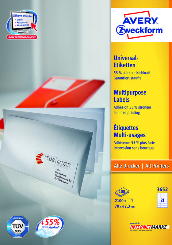 Etikete ILK  70x42,3 mm pk100L Zweckform 3652