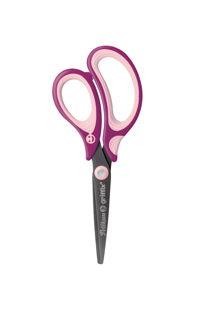 Škare školske 15 cm Griffix Pelikan 819107 (300009550) rozo-ljubičaste blister