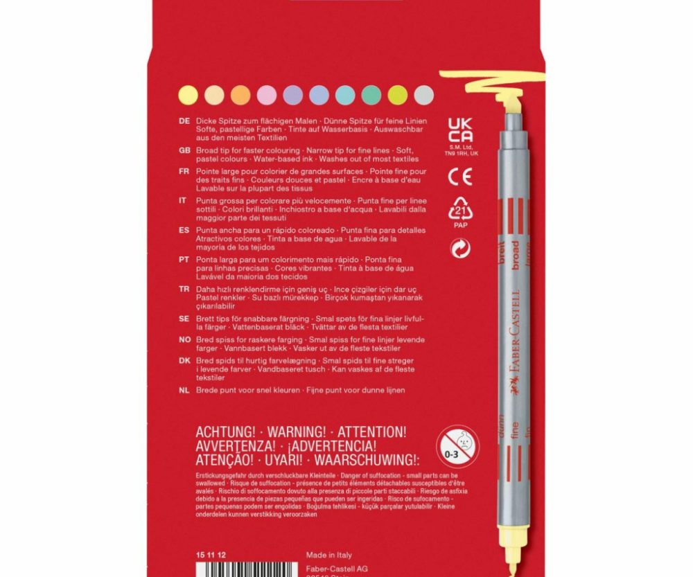 Alternative view of Flomaster školski  10boja obostrani Pastel Faber Castell 151112 blister!!