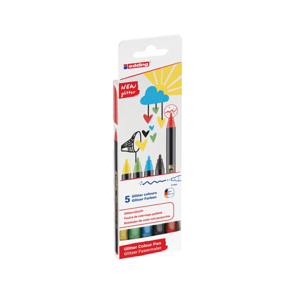 Flomaster školski 5boja glitter basic Edding 1200/5 S