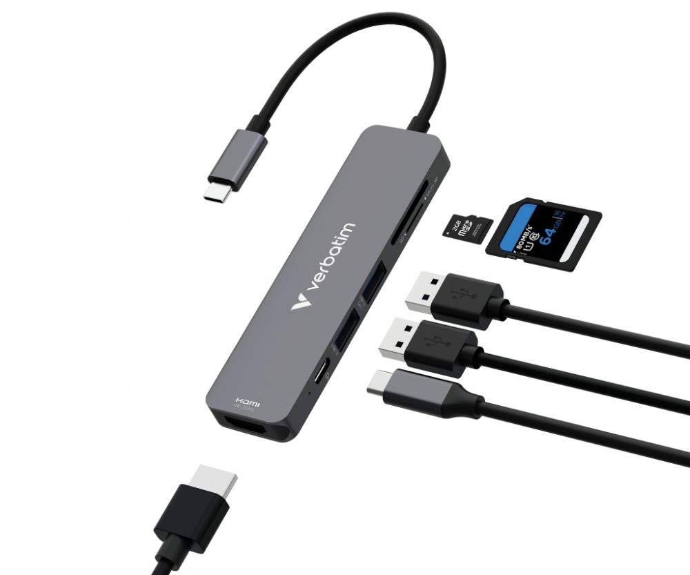 Alternative view of Verbatim USB-C Essentials Multiport Hub 6 priključaka: HDMI, USB-C PD, USB-A 3.2 Gen 1, USB-A, SD i microSD
