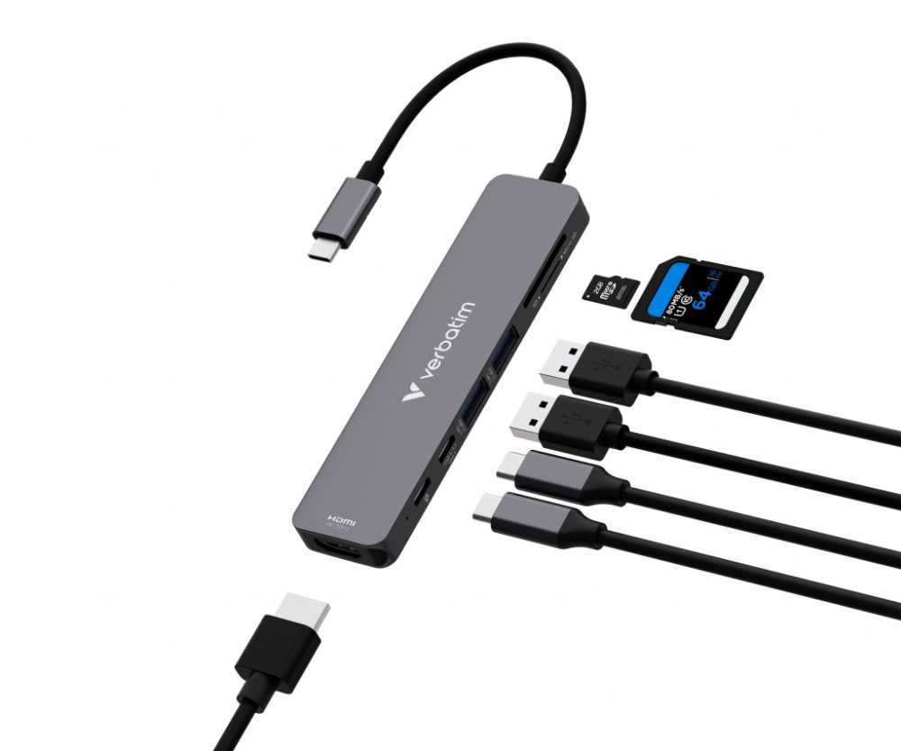 Alternative view of Verbatim USB-C Essentials Multiport Hub 7 priključaka: HDMI, USB-C, USB-C 3.2 Gen 1, 2 x USB-A 3.2 Gen 1, SD i microSD