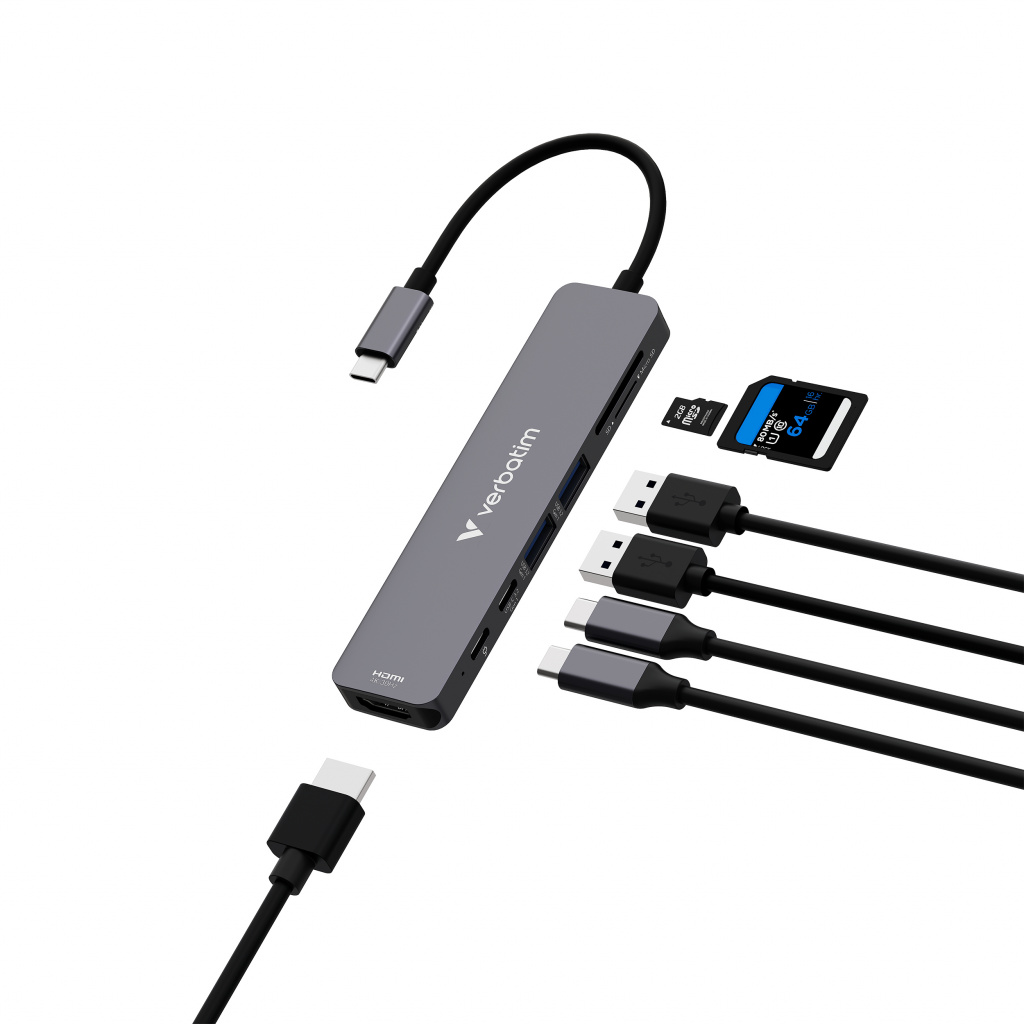 Verbatim USB-C Essentials Multiport Hub 7 priključaka: HDMI, USB-C, USB-C 3.2 Gen 1, 2 x USB-A 3.2 Gen 1, SD i microSD - Slika 2