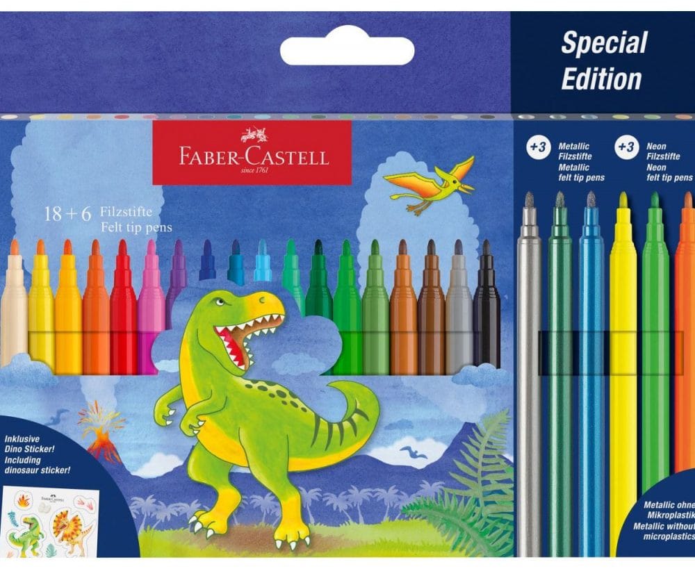 Flomaster školski  18+6boja Dino Faber Castell 554222 blister