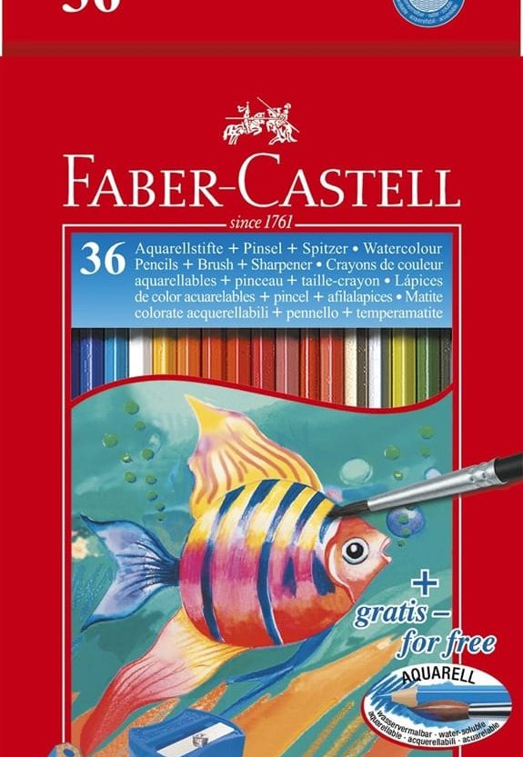 Boje drvene-vodene  36boje+kist+šiljilo Aquarell Faber Castell 114437 blister