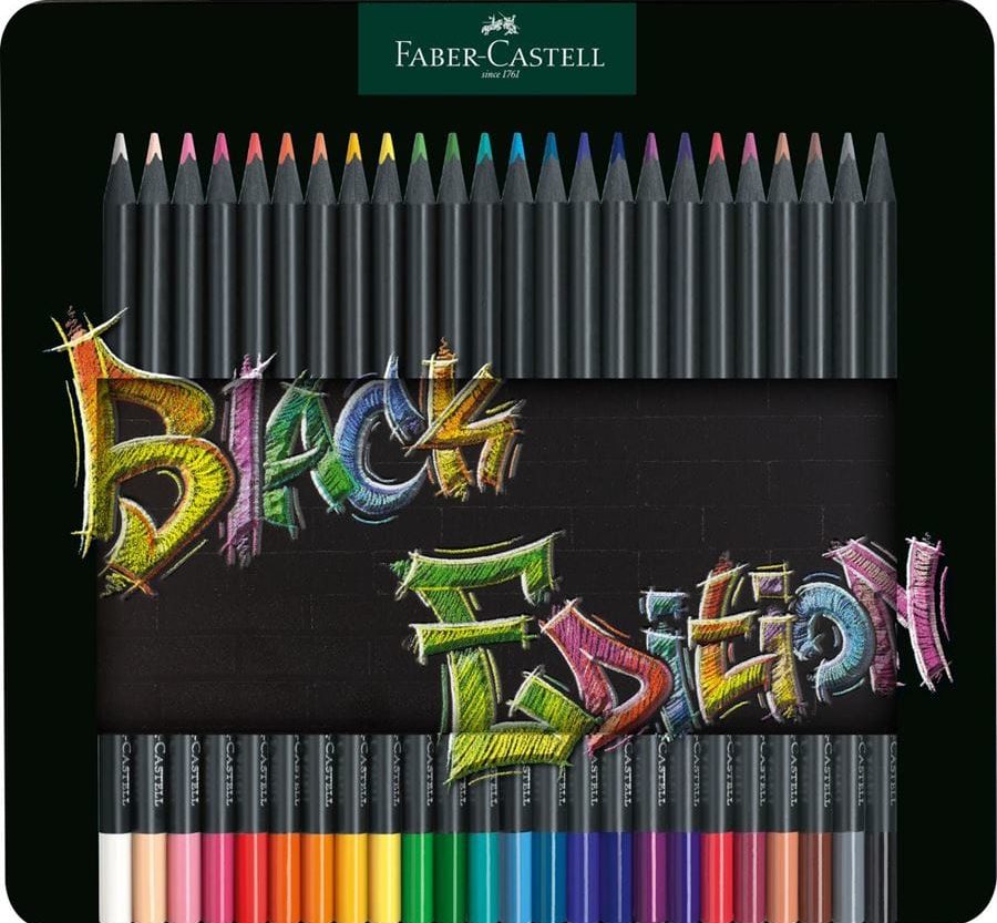 Boje drvene  24boje metalna kutija Black Edition Faber-Castell 116425