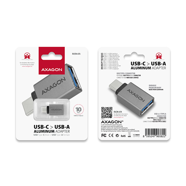 AXAGON RUCM-AFA adapter USB 3.0 Type-C M > na USB 3.0 Type-A F - Slika 12