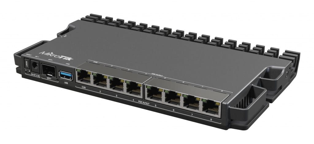 Mikrotik RouterBOARD RB5009UG+S+IN, ARMv8 CPU, 1GB DDR4 RAM, 1GB NAND, 1×2.5Gbit LAN, 7×1Gbit LAN, 1xSFP+ port, RouterOS L5, metalno desktop kućište, PSU