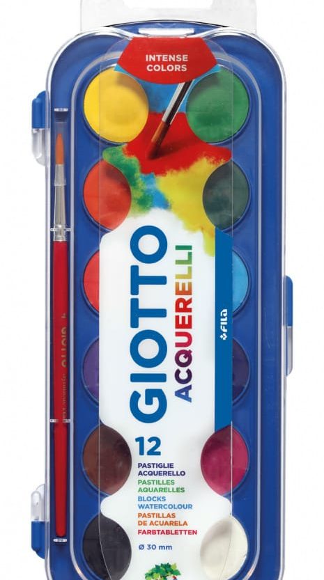 Boja vodena fi 30 mm 12boja+kist Giotto Fila 3512 blister