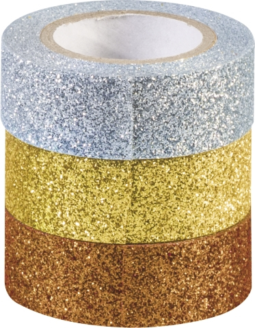 Traka Deco ljepljiva 15 mmx3m glitter pk3 Heyda 20-35843 74 sortirano blister