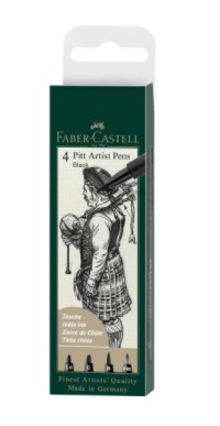 Set Pitt artist pk4 Black Faber-Castell 167153 blister