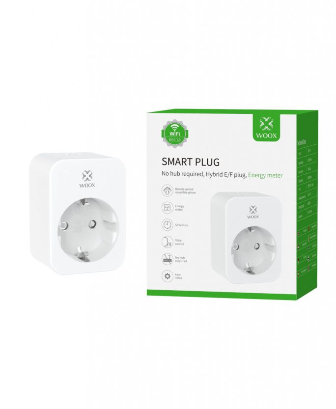 WOOX WiFi Smart utičnica EU, 16A/3680W, WooxHome app, voice control - Alexa & Google Assistant (R6118)