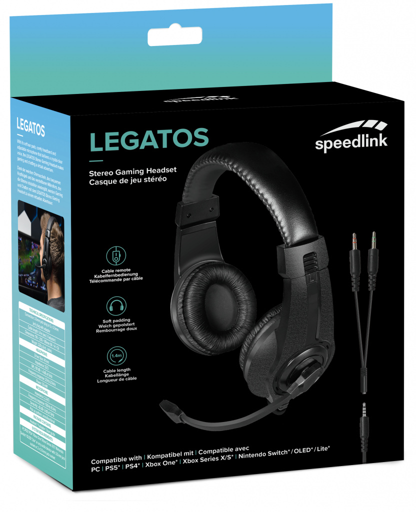 SpeedLink Legatos slušalice s mikrofonom , PC/PS5/PS4/Xbox Series X/S/Switch/OLED/Lite, crne - Slika 7