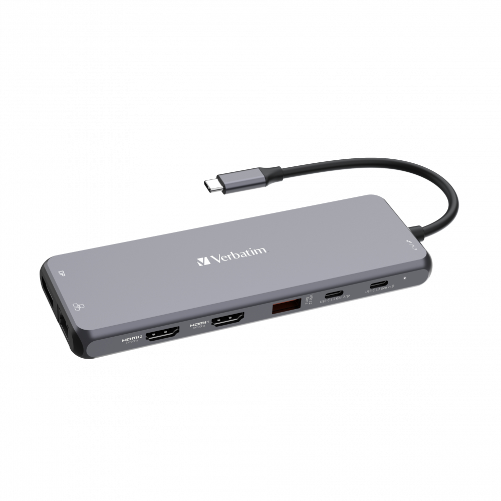 Verbatim USB-C Pro Multiport 13-port Hub, 2×HDMI, 1×DP, 1×RJ45, 3×USB-A 3.2 Gen1, 1×USB-A 3.2 Gen2, 2×USB-A 2.0, 1×Audio, 2×USB-C (PD 100W) CMH-13 - Slika 4