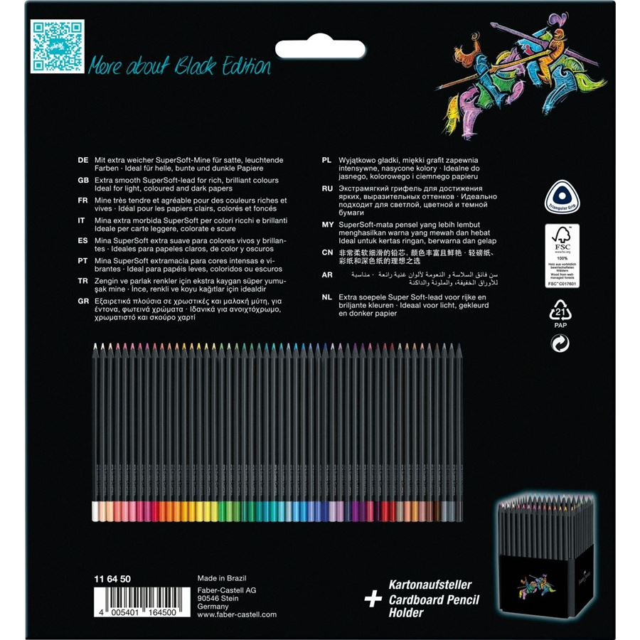Boje drvene 50boja trokutaste Black Edition Faber-Castell 116450 blister - Slika 4