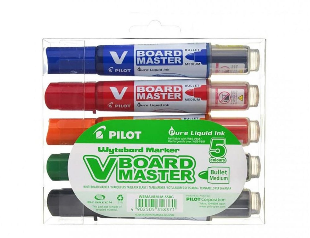 Marker za bijelu ploču 2,3 mm V Board Master Begreen Pilot WBMA-VBM-M-S5-BG 5boja blister