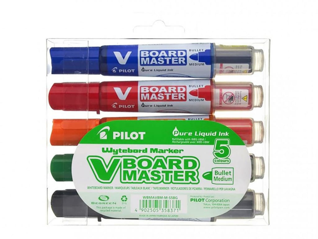 Marker za bijelu ploču 2,3 mm V Board Master Begreen Pilot WBMA-VBM-M-S5-BG 5boja blister