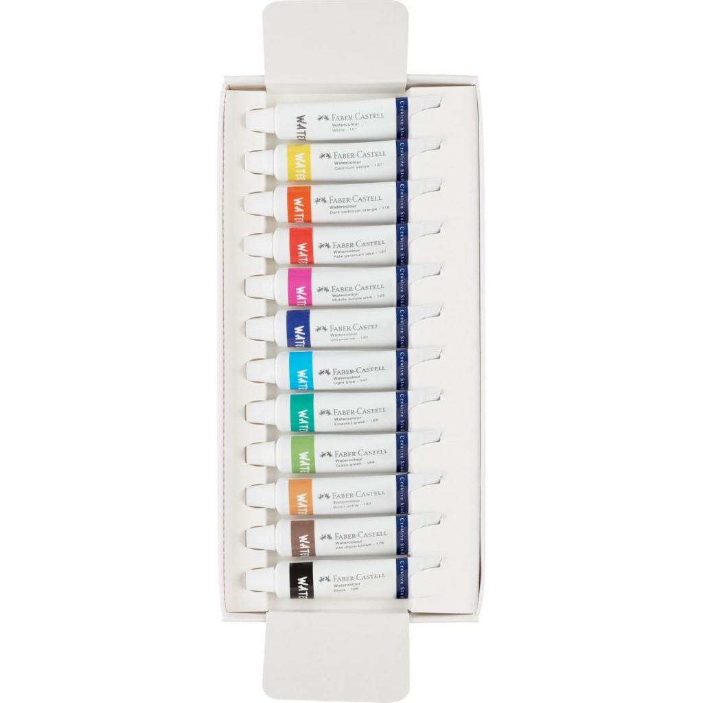Boja vodena u tubi 9 ml 12 boja+paleta Creative Studio Faber-Castell 169612 blister - Slika 2
