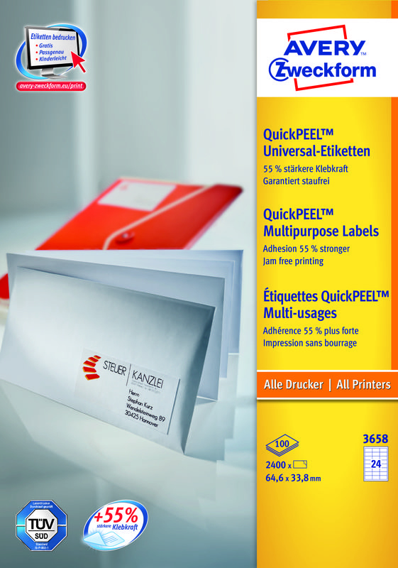 Etikete ILK  64,6x33,8 mm pk100L Zweckform 3658