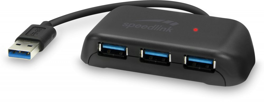 Hub SPEEDLINK Snappy EVO, 4 portni USB3.0, USB 3.1 Gen 1, USB 3.2 Gen 1 (5 Gbit-s), pasivni, crni