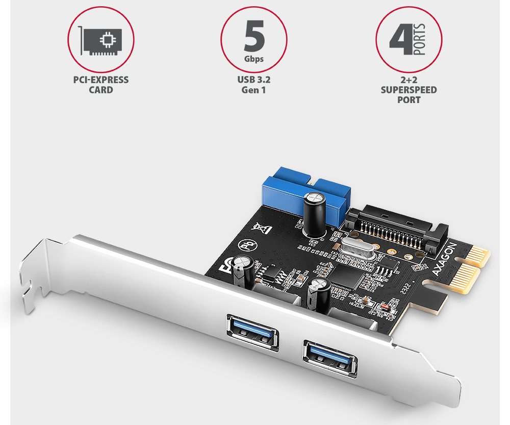 Alternative view of CON PCIe -> ext. USB 3.2 Gen1 x2, int. USB 19pin, PCEU-232RS, AXA