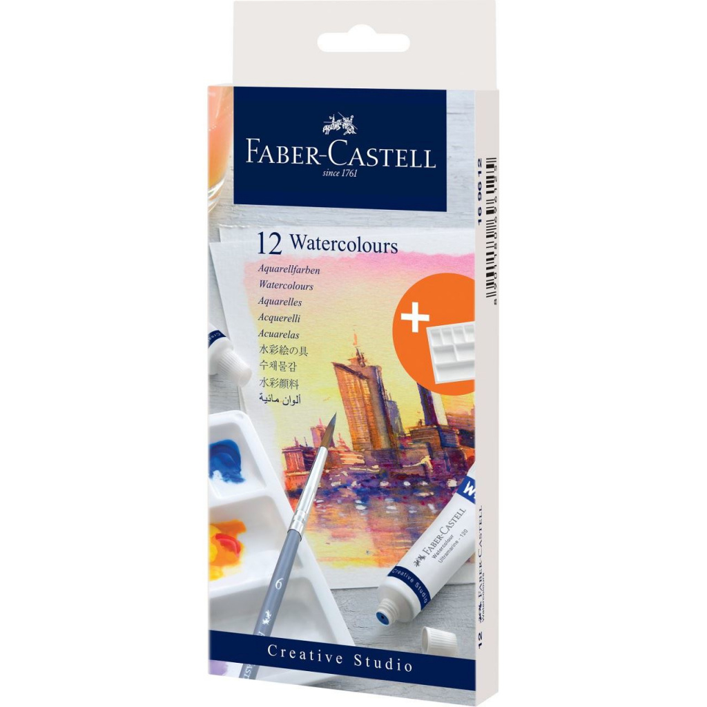 Boja vodena u tubi 9 ml 12 boja+paleta Creative Studio Faber-Castell 169612 blister - Slika 9
