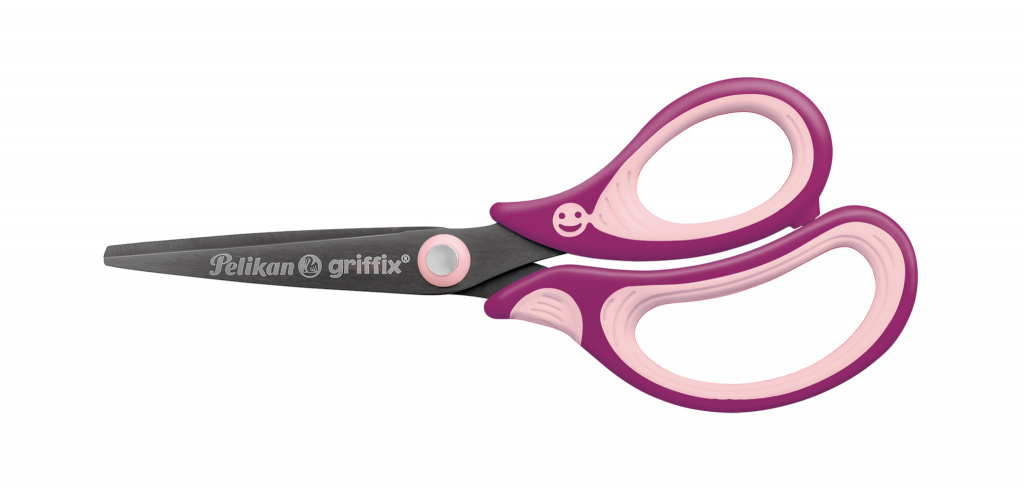 Škare školske 15 cm Griffix Pelikan 819107 (300009550) rozo-ljubičaste blister - Slika 4