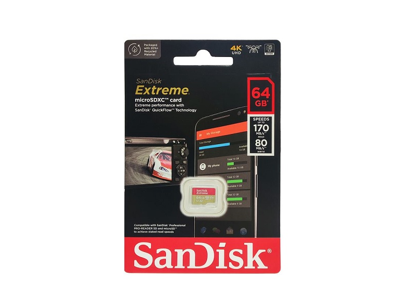 SD micro memorijska kartica 64GB SanDisk Extreme 170MB/s 80MB/s UHS-I V30